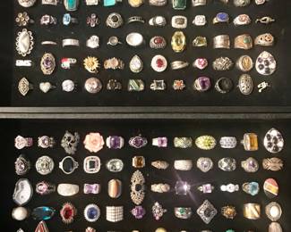 Some of the hundreds of sterling rings