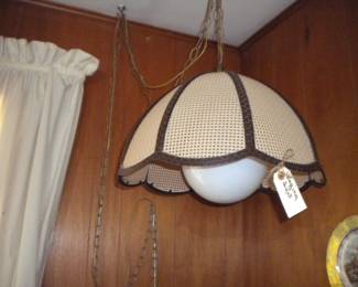 Wicker swag lamp