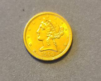 1900 AU $5 gold Liberty Head. Yes, the weight is correct and verified by my coin expert in Oklahoma.