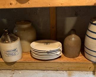 Stoneware, crocks, jugs, NY worlds fair plates