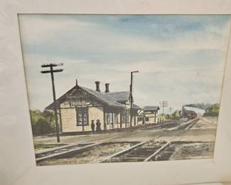Highland Railroad Station Watercolor Paiting
