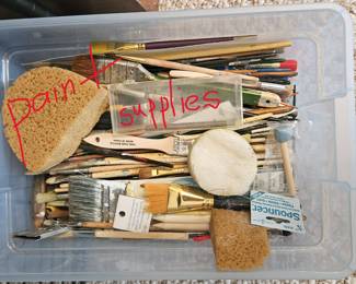Large assortment of Paint Brushes & Art Supplies