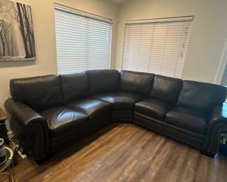 3 piece Leather sectional, Chocolate brown, excellent condition. 107 “ .  4 yrs old purchased from Wayfair, originally $4250. 
