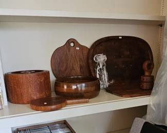 Dansk wooden ware, ice bucket, bowl, cutting boards