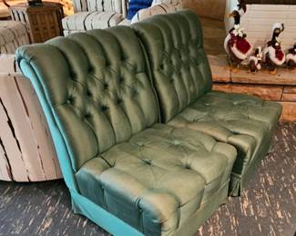 Pair of puffy green chairs