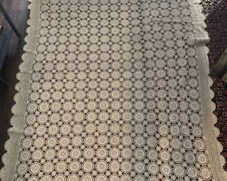 Antique Crochet Handmade Tablecloth
