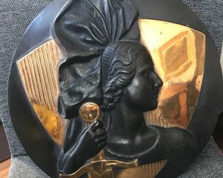 Art Deco Original Plaque y Georges Guiraud commemorating Victory Alsace France  1950'