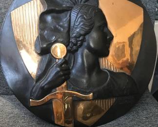Art Deco Original Plaque y Georges Guiraud commemorating Victory Alsace France  1950'