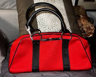 Christian Dior Hardcore Red Canvas Bowler Bag 