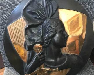 Art Deco Original Plaque y Georges Guiraud commemorating Victory Alsace France  1950'