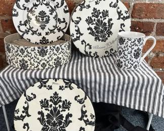 Rosanna White Parisian Wallpaper Salad Plates and mugs