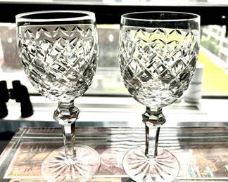 2 Vintage Waterford Fine Crystal Wine Goblets 'Powerscourt'