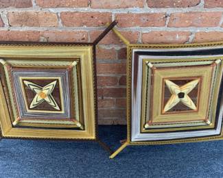 2 Mandalas God's Eye Ojo de Dios Yarn Wall Art MSM century Boho