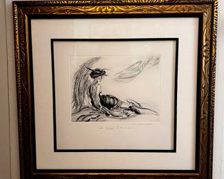 'Le Voyage Interrompu' LE 13/100 engraving by Claire Henault , France
