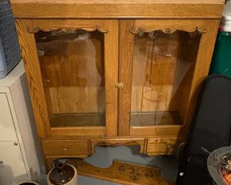 Oak two door display cabinet 