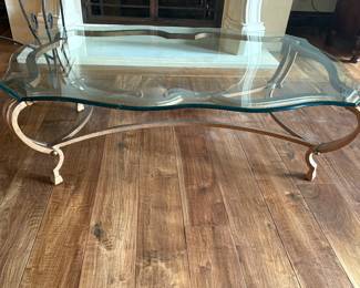 French mid-century gilt iron coffee table