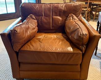 Modern soft camel leather arm chair