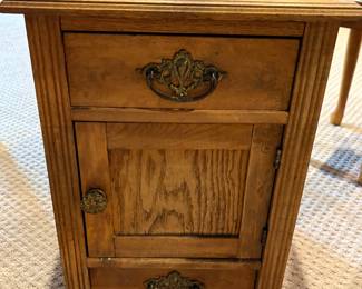 Vintage oak cabinet end table, side table