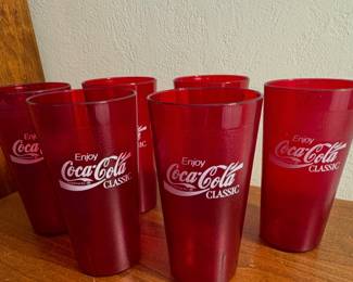 1987  Coke Coca Cola Restaurant Red Tumblers  (6)