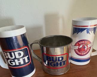 Vintage Bud Light Mugs and 1992 St. Louis Cardinals 100th Anniversary Busch Insulated Mug