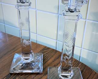 vintage Westmoreland Etched Crystal Candlestick Holder
