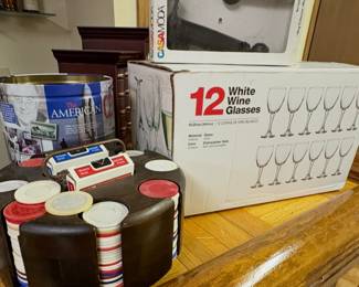 Poker Chips and wine glasses