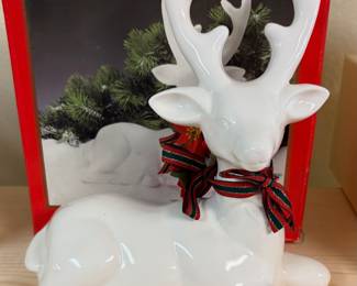 White Porcelain Deer Holiday Decor