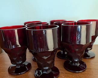 Vintage Anchor Hocking Georgian Ruby Red Glasses 