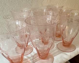 Jeannette Cherry Blossom Pink Depression Glass Tumblers 