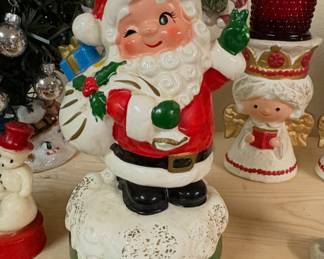Vintage Santa Claus rotating wind-up ceramic (Japan) mid-century 