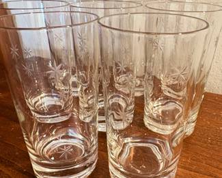 Mid-Century Modern,  atomic starburst or stardust etching Tumblers 