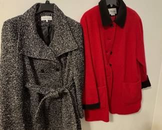 Calvin Klein Double Breasted Pea Coat and Vintage New York Red and Black Coat 