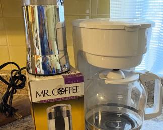 Mr. Coffee 12 Cup Coffee Pot and coffee grinder 