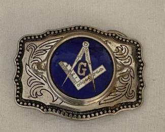 Blue Square and Compasses Masonic Belt Buckle.