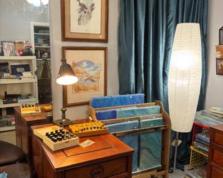 Essential oils.  Lamps.  Art rice paper floor lamp.   