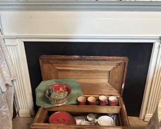 Vintage very heavy storage chest with tray
Beautiful mantle!   72” long,  opening is 48 long x 36 tall