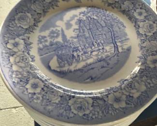 Blue and white saucers