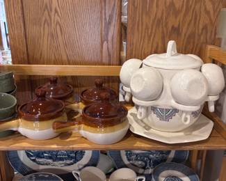 French onion or bean cups, native ceramic soup pot