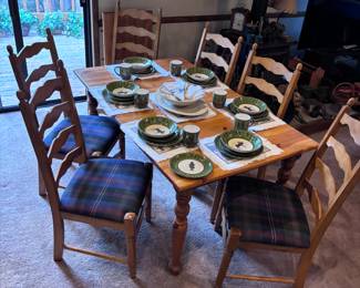 Pine dining table & 6 chairs