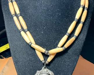 Indian Chief Pendant Beaded Necklace 