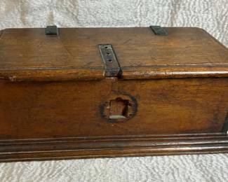 Antique Wood Gentlemans Box With Secret Compartments