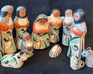 Made In Mexico, Tonala Ceramic Nativity Scene 
