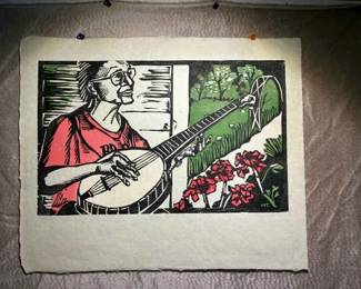 M. Stark Ettas Garden Woodblock Print 