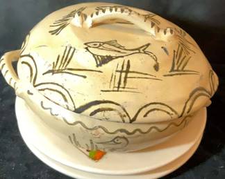 Michoacan Tzintzuntzan Mexican Folk Art Pottery Dish