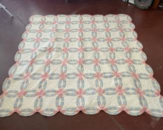 Hand Stitched Double Wedding Ring Quilt Other