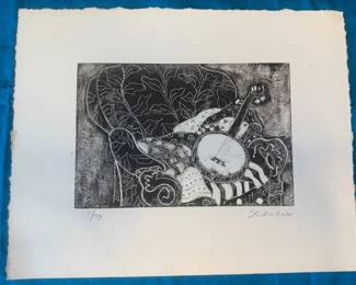 Limited Edition Signed SR Dickie Wood Block Print