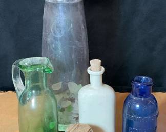 Vintage Bottles Glass  Ceramic