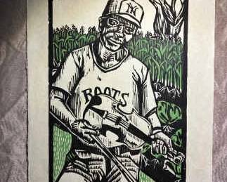 M. Stark Joe In The Garden Woodblock Print