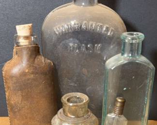Leather Wrapped Flask, Dropper Bottle, Glass Flask More