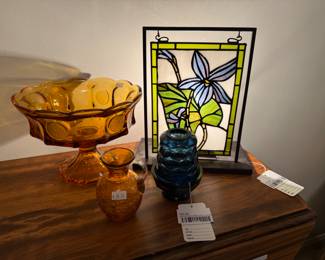 Viking Glass Blue Fairy Lamp, Stained Glass Table Lamp